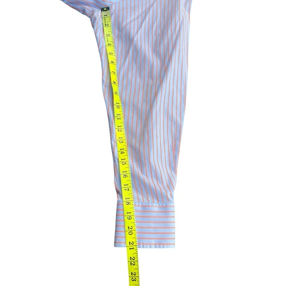 Thomas PINK Blue/Orange/White Stripe Cotton Spread Collar Dress Shirt (US17/EU43 - Picture 13 of 15